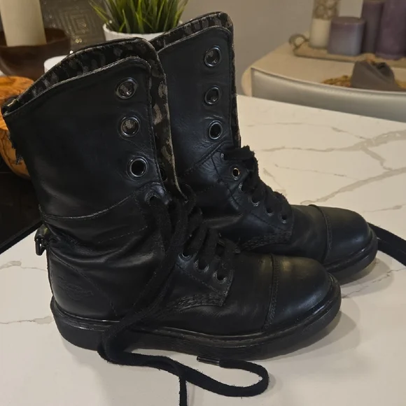 Dr. Martens Black and Gray Patterned Boots - Picture 2 of 7